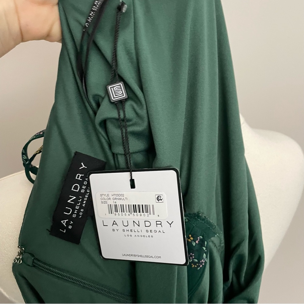 Laundry by Shelli Segal Dress Maxi Floral Surplice Racerback Lined Green Pink - Picture 13 of 14